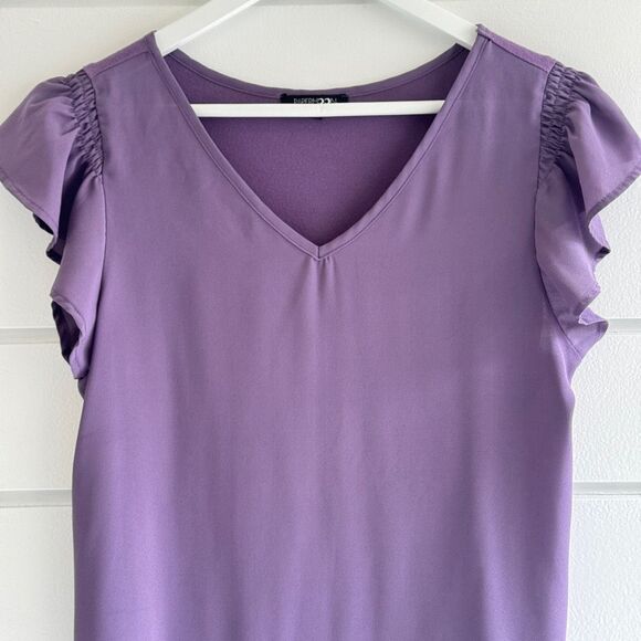 Papermoon Purple V-Neck Cap Flutter Sleeve Blouse Top Size XS - Picture 3 of 6